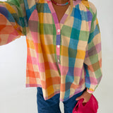 Riley Plaid Top - Rainbow Plaid
