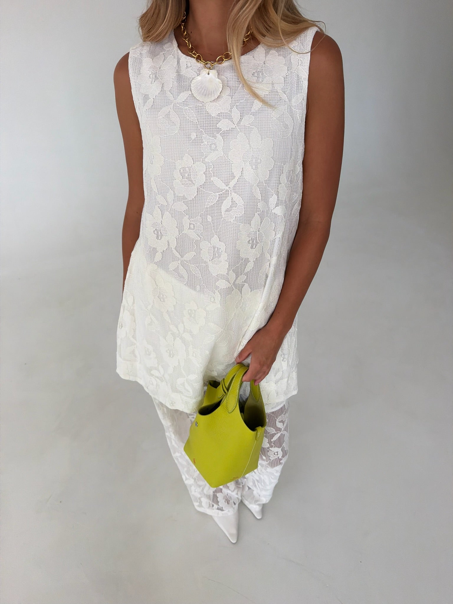 Lucy Lace Tunic and Pant Set - Off White