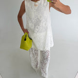 Lucy Lace Tunic and Pant Set - Off White