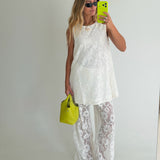Lucy Lace Tunic and Pant Set - Off White