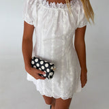 Emma Embroidered Mini Dress- Off White