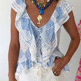 Dylan Ruffle Sleeve Top - Baby Patch