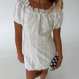 Emma Embroidered Mini Dress- Off White
