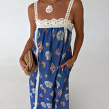 Seashell Print Maxi Dress - Royal
