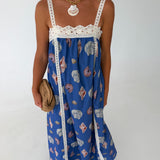 Seashell Print Maxi Dress - Royal