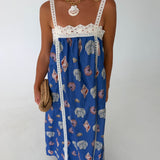 Seashell Print Maxi Dress - Royal