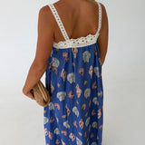 Seashell Print Maxi Dress - Royal