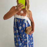 Seashell Print Maxi Dress - Royal
