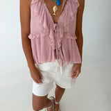 Maggie Ruffle Top - Blush