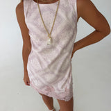 Hannah Bandana Lace Mini Dress- Pink