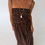 Finley Polka Dot Maxi Dress- Brown/White