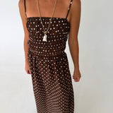 Finley Polka Dot Maxi Dress- Brown/White