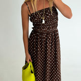Finley Polka Dot Maxi Dress- Brown/White