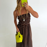 Finley Polka Dot Maxi Dress- Brown/White
