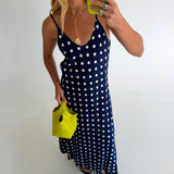 Grace Polka Dot Maxi Dress- Navy Natural