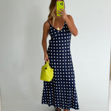 Grace Polka Dot Maxi Dress- Navy Natural