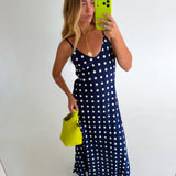 Grace Polka Dot Maxi Dress- Navy Natural