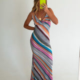 Brooklyn Striped Cowl Neck Maxi Dress- Stripe