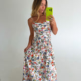 Avis Floral Maxi Dress - White/Orange Floral