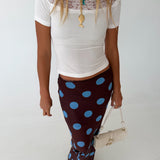 Ken Polka Dot Mesh Maxi Skirt - Brown/Blue