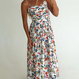 Avis Floral Maxi Dress - White/Orange Floral