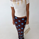 Ken Polka Dot Mesh Maxi Skirt - Brown/Blue