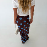 Ken Polka Dot Mesh Maxi Skirt - Brown/Blue