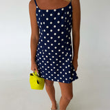 Lacy Polka Dot Mini Dress- Navy Natural