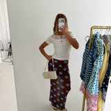 Ken Polka Dot Mesh Maxi Skirt - Brown/Blue