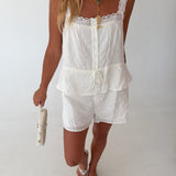 Sylvia Square Neck Romper - White