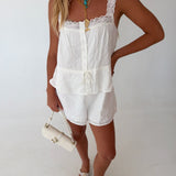 Sylvia Square Neck Romper - White