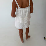 Sylvia Square Neck Romper - White