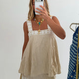 Lily Linen Mini Dress - Natural