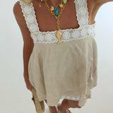 Lily Linen Mini Dress - Natural