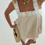Lily Linen Mini Dress - Natural