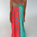 Roselyn Polka Dot Maxi Dress- Coral Mint