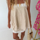 Lily Linen Mini Dress - Natural