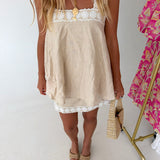 Lily Linen Mini Dress - Natural