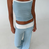 Dorie Striped Tank and Pant Set - LT. Blue