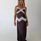 Lexi Lace Trim Midi Dress - Brown