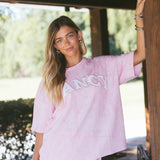 Fancy Oversized Embroidered Tee - Pink Camo