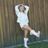 Fancy Oversized French Terry Mockneck - White Camo