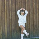 Fancy Oversized French Terry Mockneck - White Camo