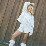 Fancy Oversized French Terry Mockneck - White Camo