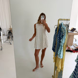 Delaney Eyelet Mini Dress - Blue Pop