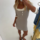 Candice Boat Neck Mini Dress - Stripes