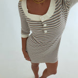 Candice Boat Neck Mini Dress - Stripes