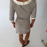 Candice Boat Neck Mini Dress - Stripes