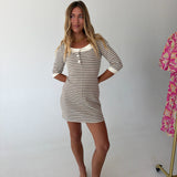 Candice Boat Neck Mini Dress - Stripes