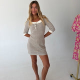 Candice Boat Neck Mini Dress - Stripes